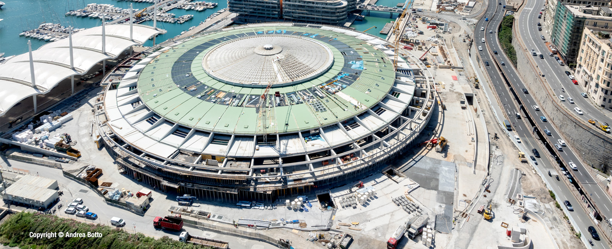 Jusqu’à 20 % de béton en moins pour les parcs de stationnement du Waterfront di Levante, Gênes, Italie