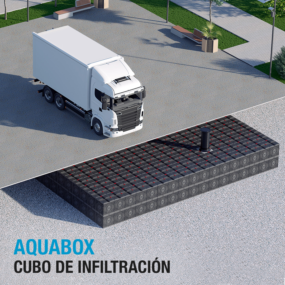 Aquabox cubo de infiltración para grandes depósitos subterráneos de aguas de lluvia