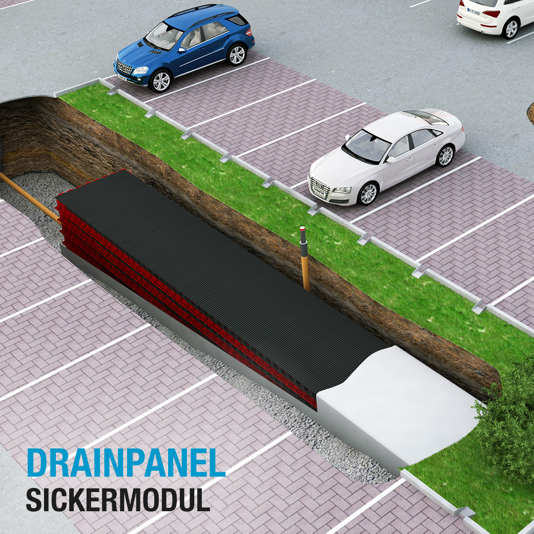 Geoplast Drainpanel-Modul für mehrschichtige Versickerungssysteme