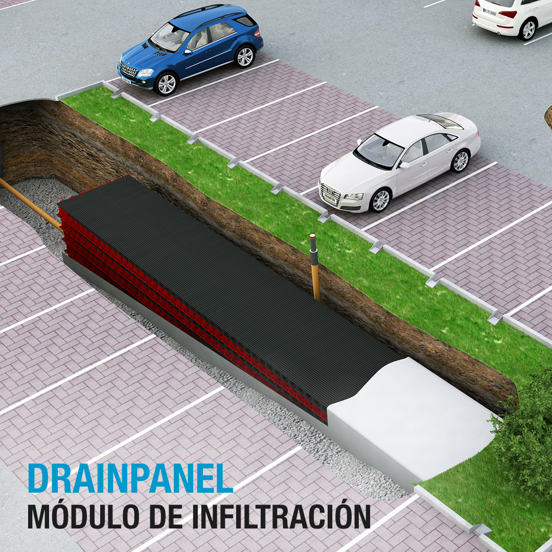 Geoplast Drainpanel módulo para sistemas de infiltración de múltiples capas