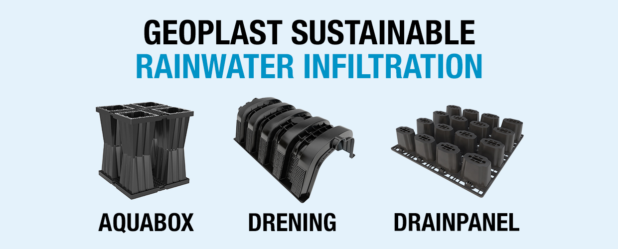 Geoplast sustainable rainwater infiltration products for urban areas