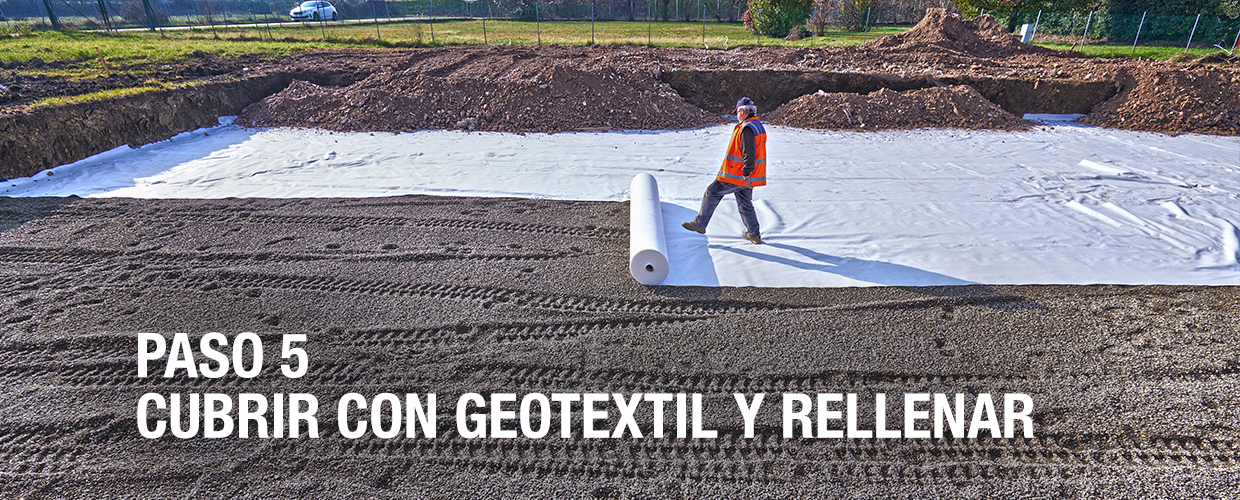 Paso 5 - Cubrir con geotextil y rellenar