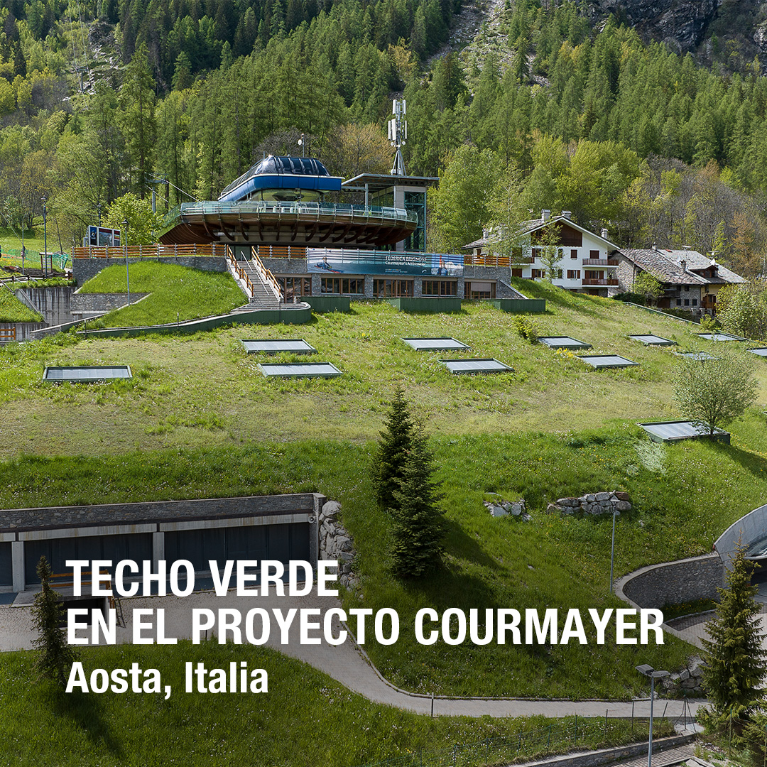 Techo verde en el proyecto Courmayer, Aosta, Italia