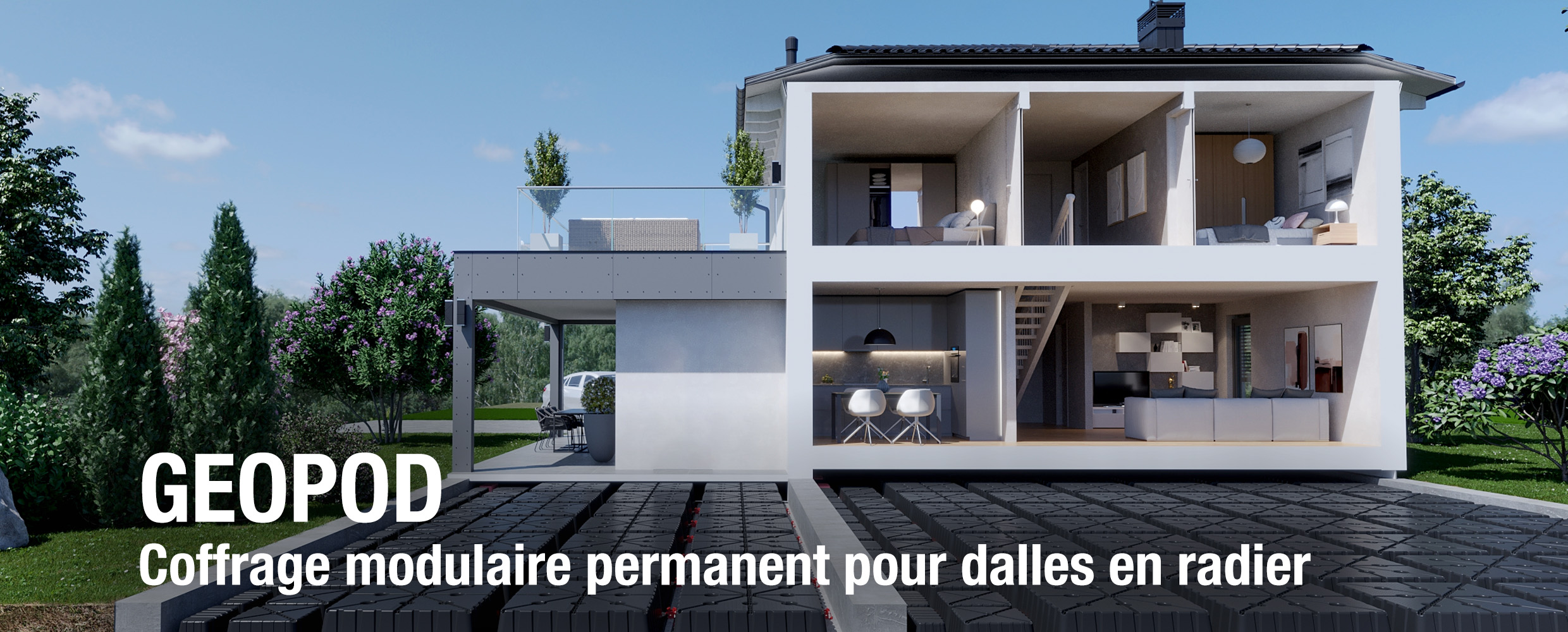 Geopod Coffrage modulaire permanent pour dalles de radier